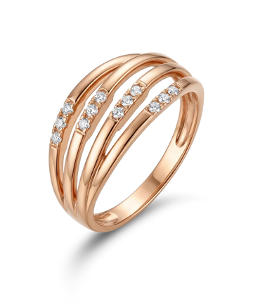 Auksinis platus žiedas su cirkoniais 16 dydis