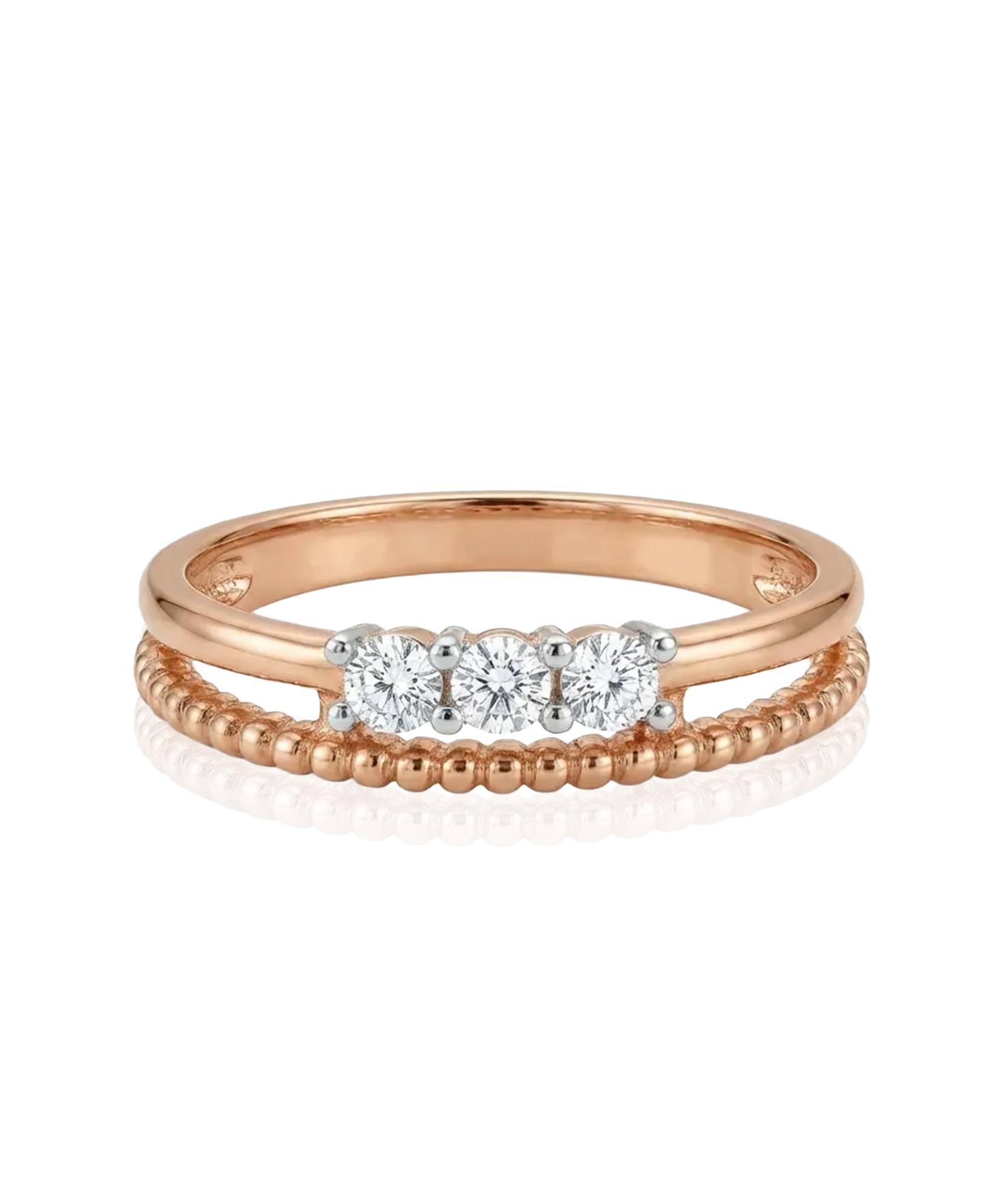 Auksinis žiedas su trimis akmenimis