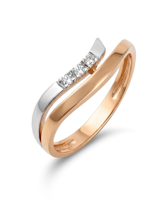 Auksinis žiedas su trimis cirkoniais 16 dydis