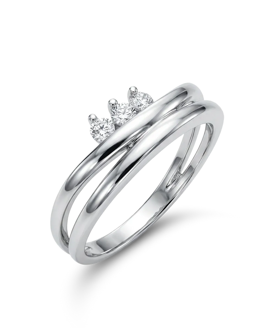 Balto aukso žiedas su trimis cirkoniais 16 dydis