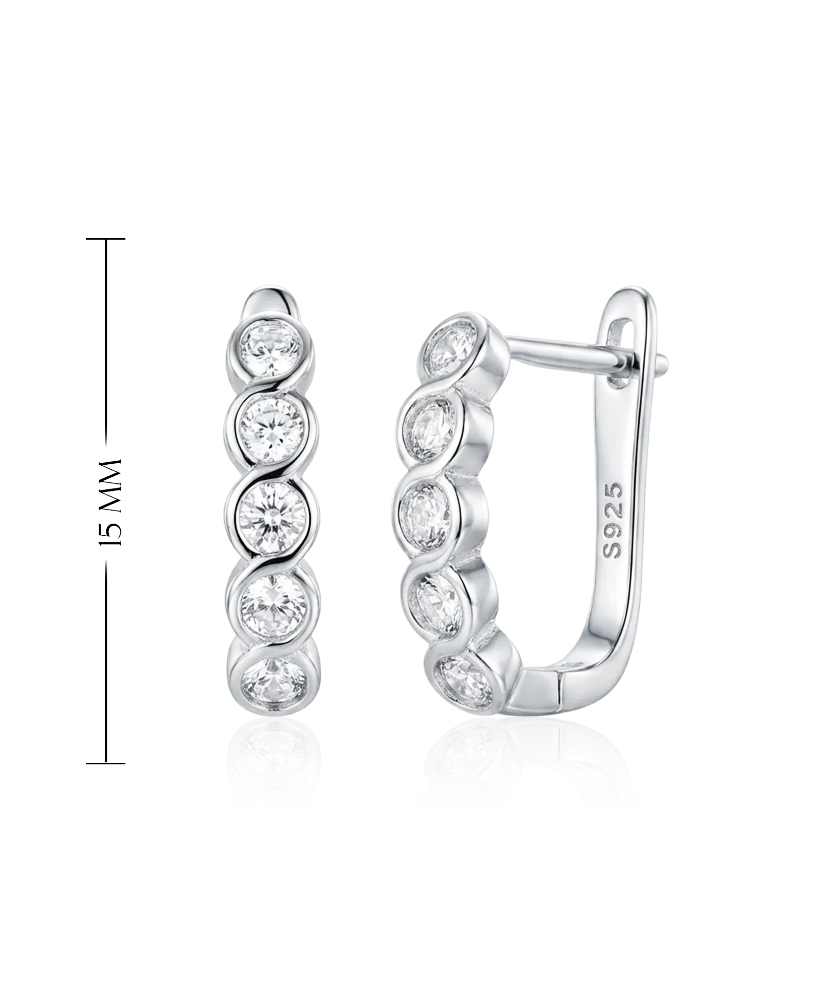 Klasikiniai sidabriniai auskarai su cirkoniais – elegantiškas dizainas