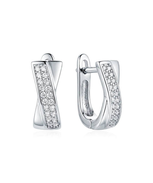 Modernūs sidabriniai auskarai su cirkoniais