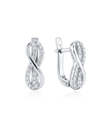 Sidabriniai auskarai su cirkoniais begalybės formos