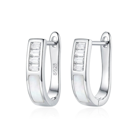 Sidabriniai auskarai su cirkoniais stačiakampio formos