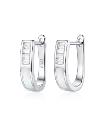 Sidabriniai auskarai su cirkoniais stačiakampio formos