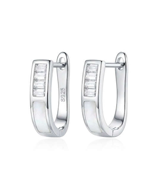 Sidabriniai auskarai su cirkoniais stačiakampio formos