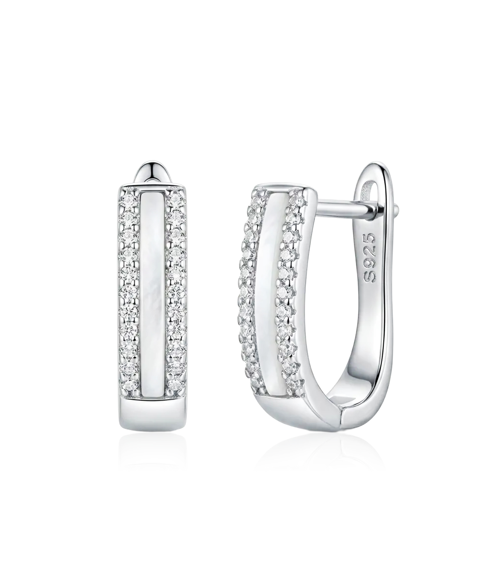 Sidabriniai auskarai su cirkoniais 14 mm