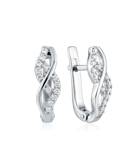 Sidabriniai auskarai su cirkoniais 16 mm