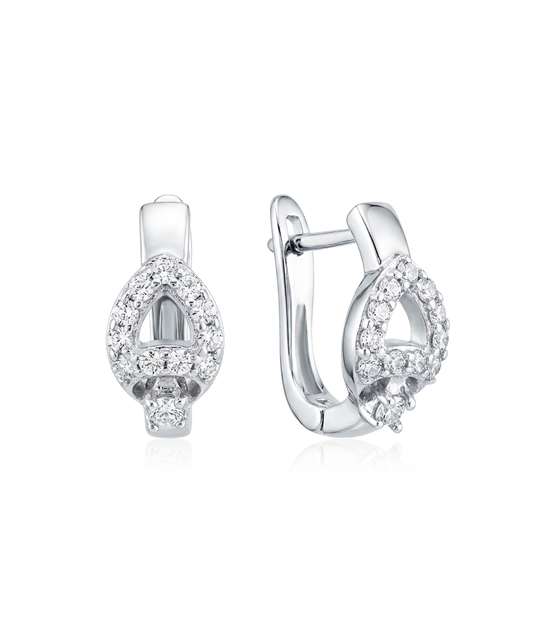 Sidabriniai auskarai su cirkoniais lašelio formos