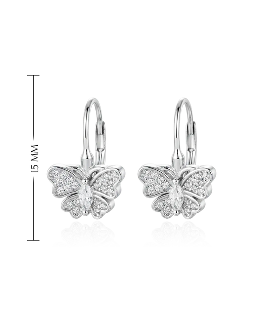 925 sidabro auskarai su cirkoniais drugelis