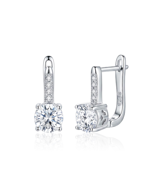 Sidabriniai auskarai su cirkoniais klasikinio dizaino