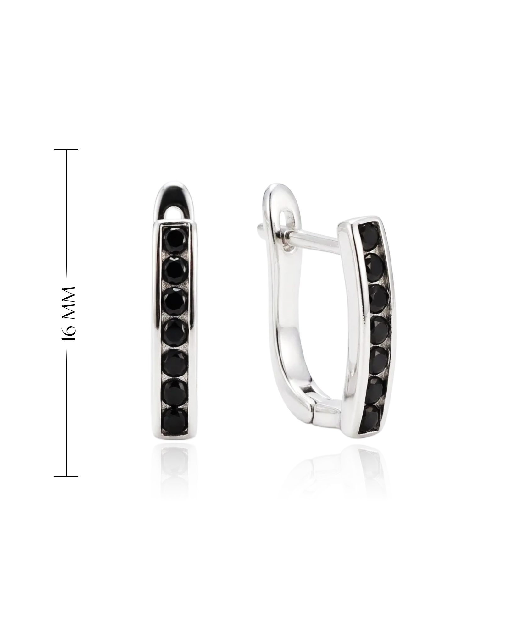 Klasikiniai sidabriniai auskarai su juodais cirkoniais