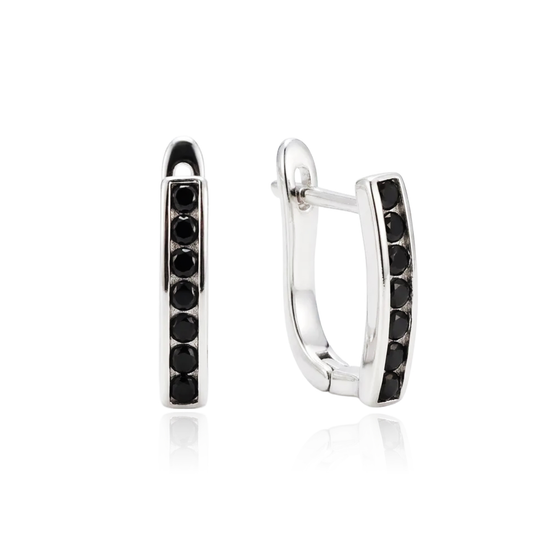 Sidabriniai auskarai su juodais cirkoniais