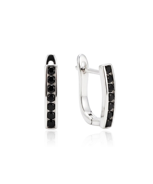 Sidabriniai auskarai su juodais cirkoniais