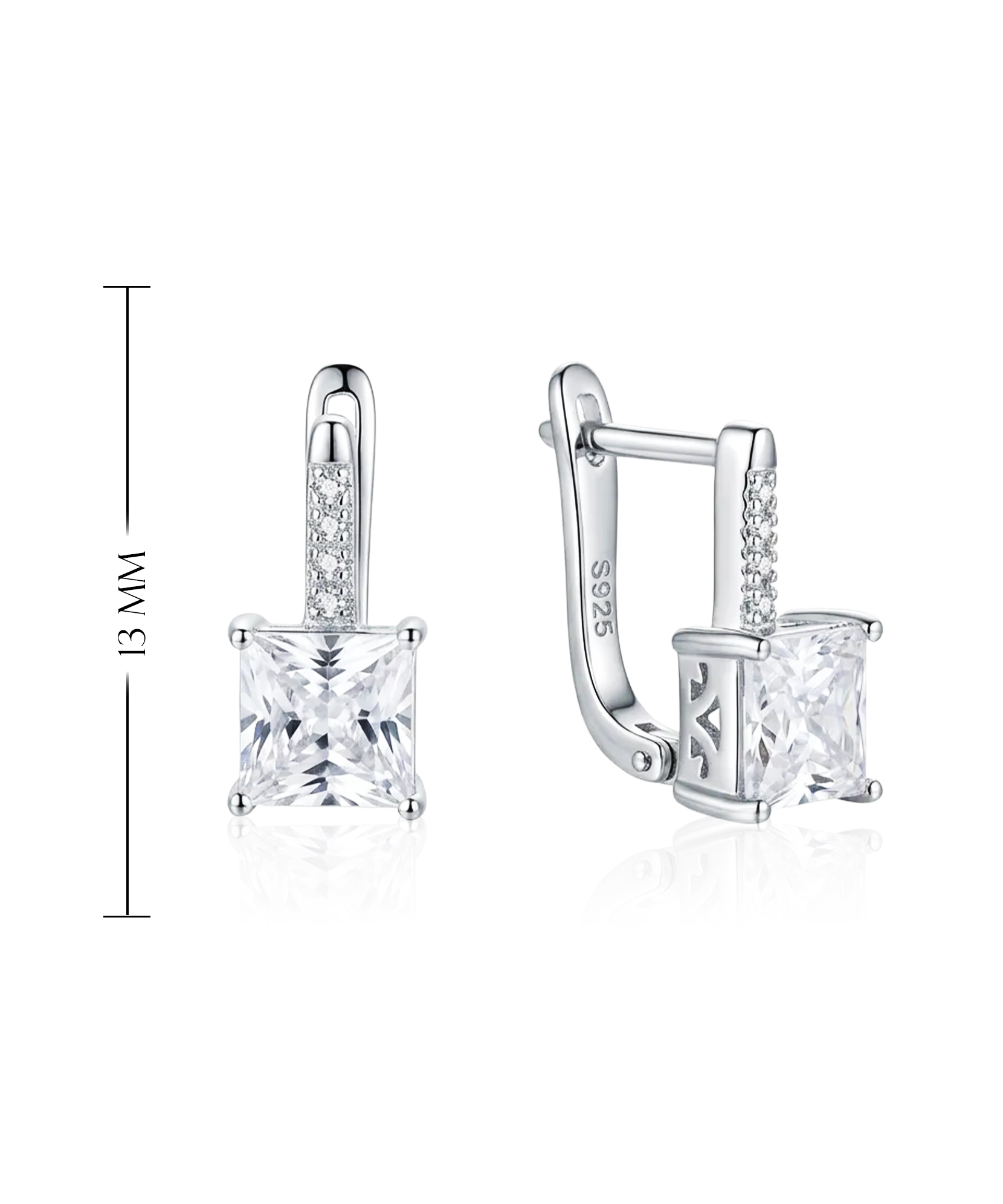 Klasikiniai sidabriniai auskarai su cirkoniu