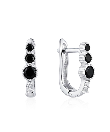 Sidabriniai auskarai su juodais cirkoniais iš 925 prabos sidabro