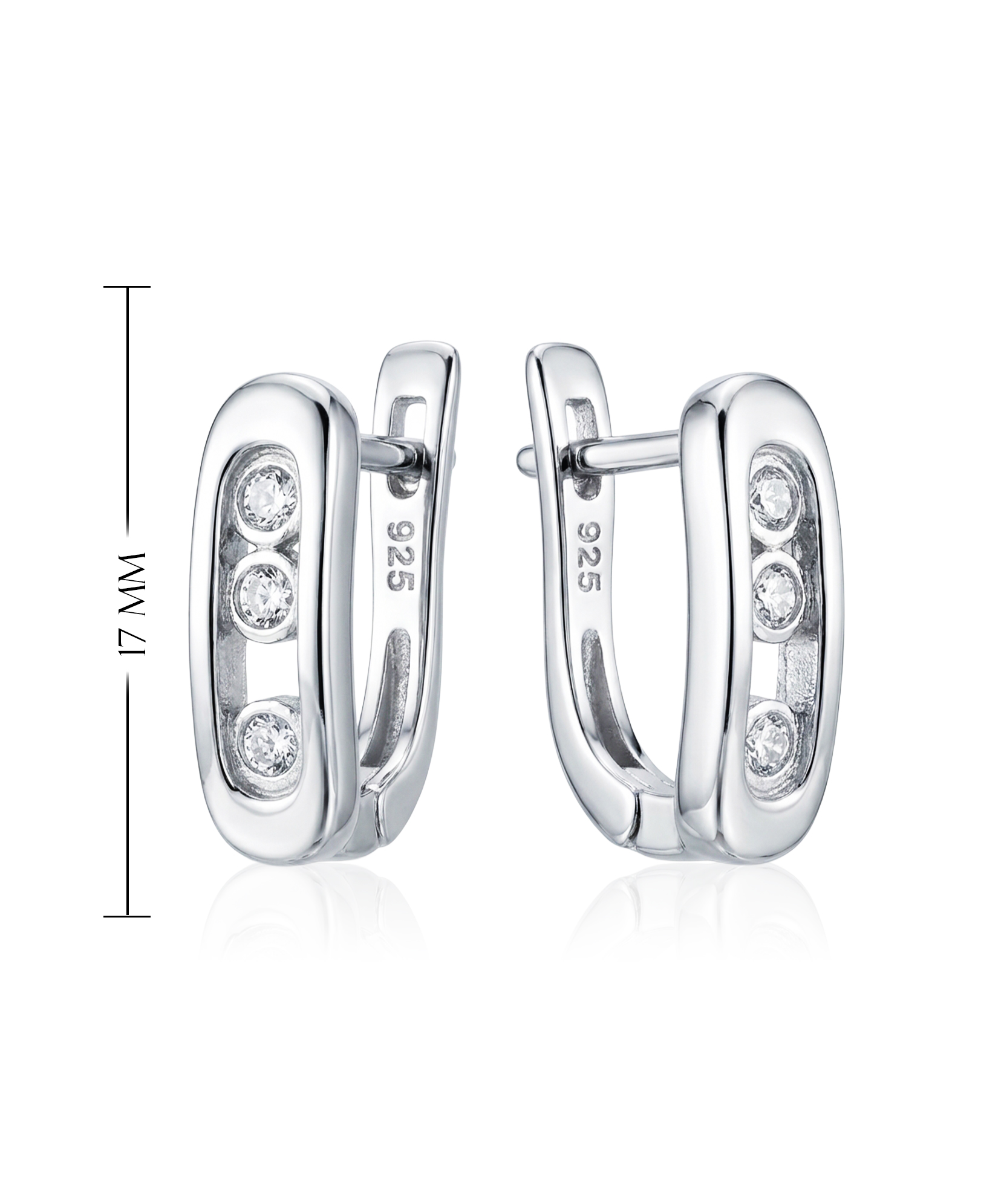 Klasikinio dizaino sidabriniai auskarai su cirkoniais