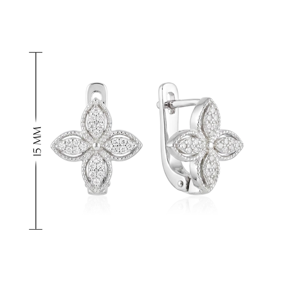 Sidabriniai auskarai su cirkoniais – elegantiška gėlytė