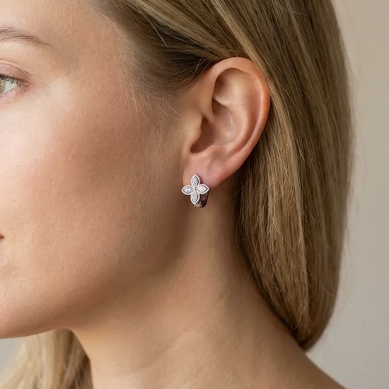 925 prabos sidabriniai auskarai gėlės dizaino