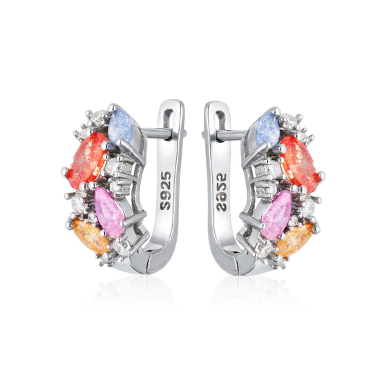 sidabriniai auskarai su spalvotais cirkoniais