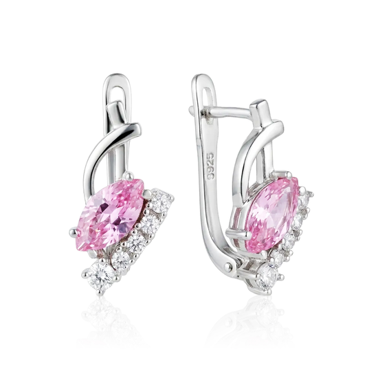 sidabriniai auskarai su rožiniu cirkoniu