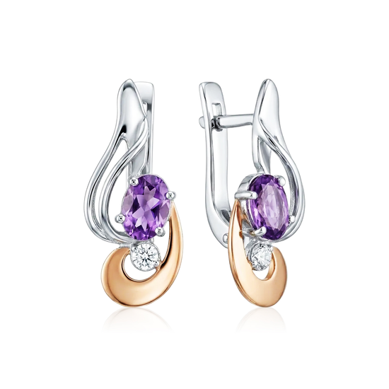 sidabriniai auskarai su violetiniu cirkoniu