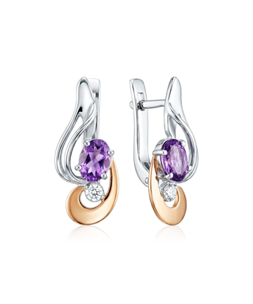 sidabriniai auskarai su violetiniu cirkoniu