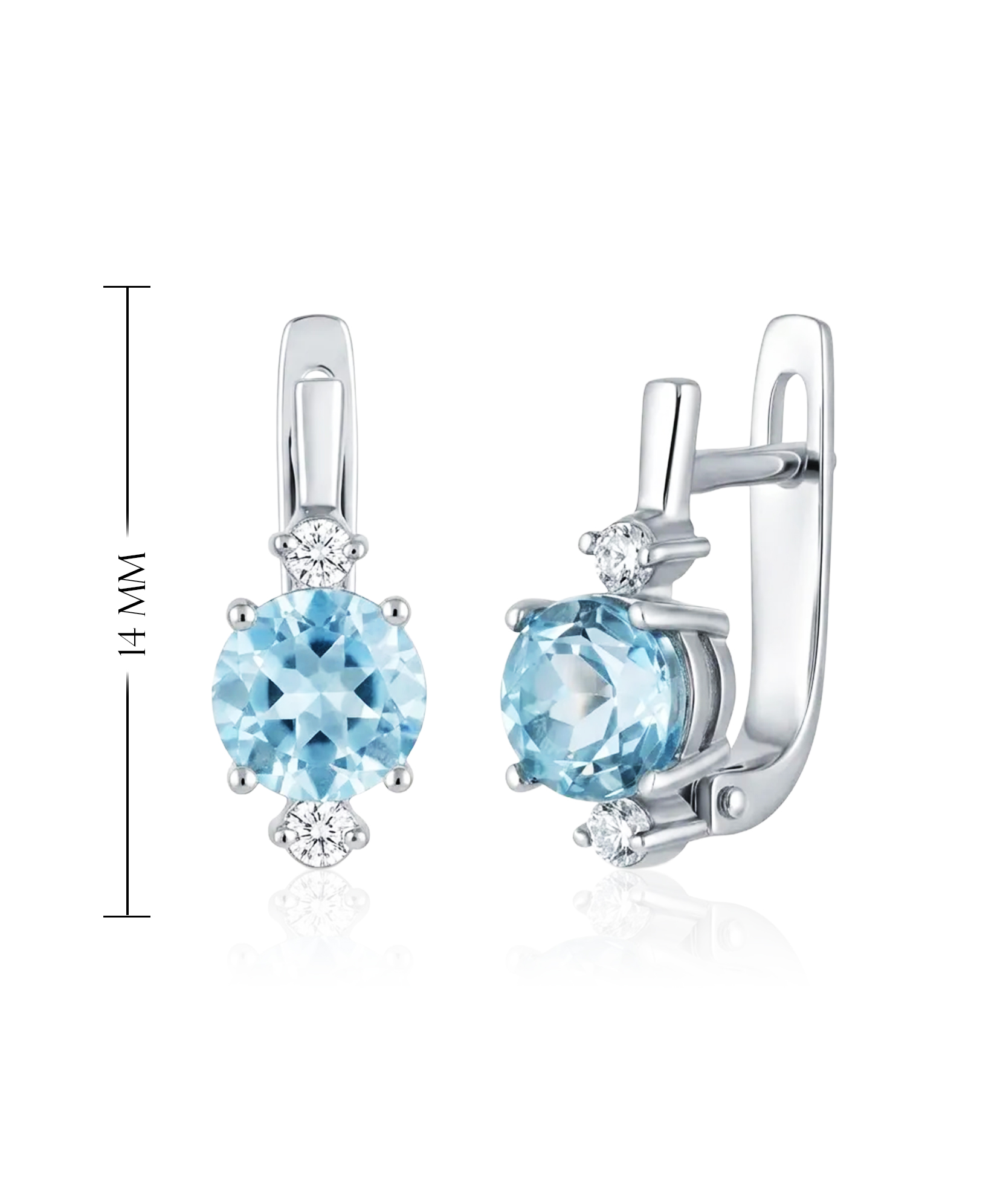 sidabriniai auskarai su apvaliu mėlynu cirkoniu