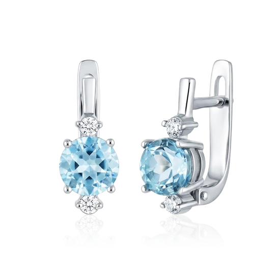 sidabriniai auskarai su mėlynu cirkoniu