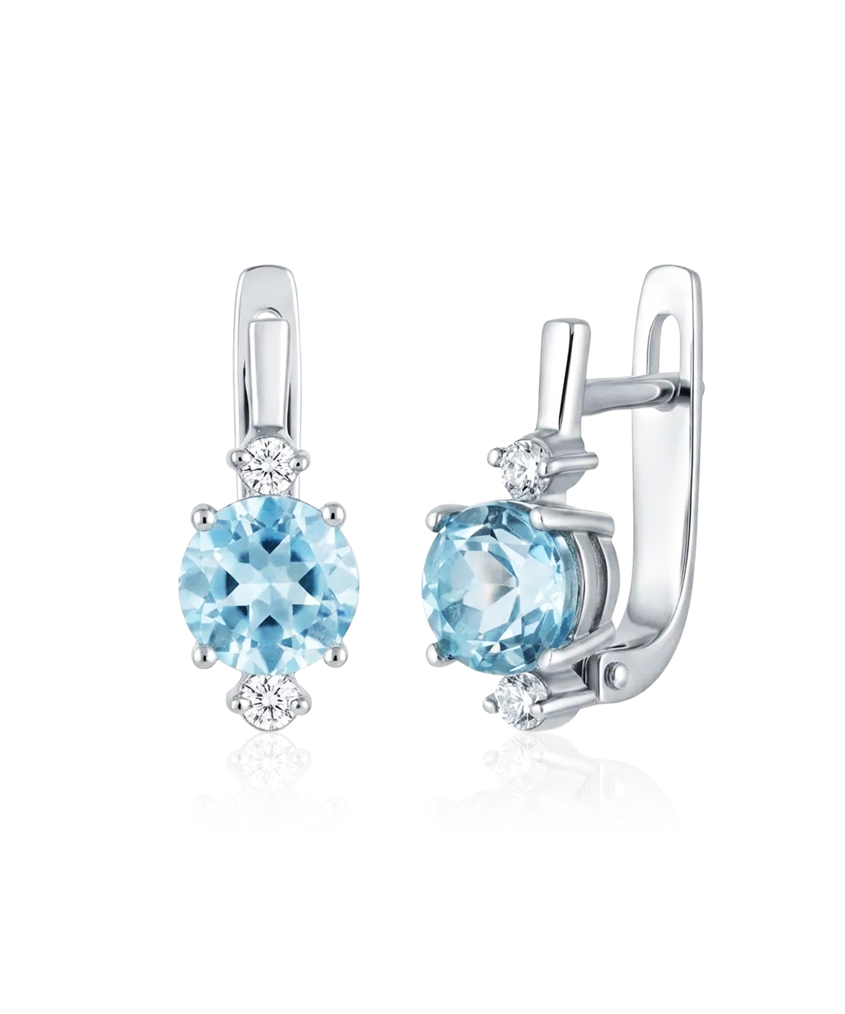 sidabriniai auskarai su mėlynu cirkoniu