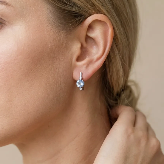 925 sidabro auskarai su mėlynos spalvos cirkoniu