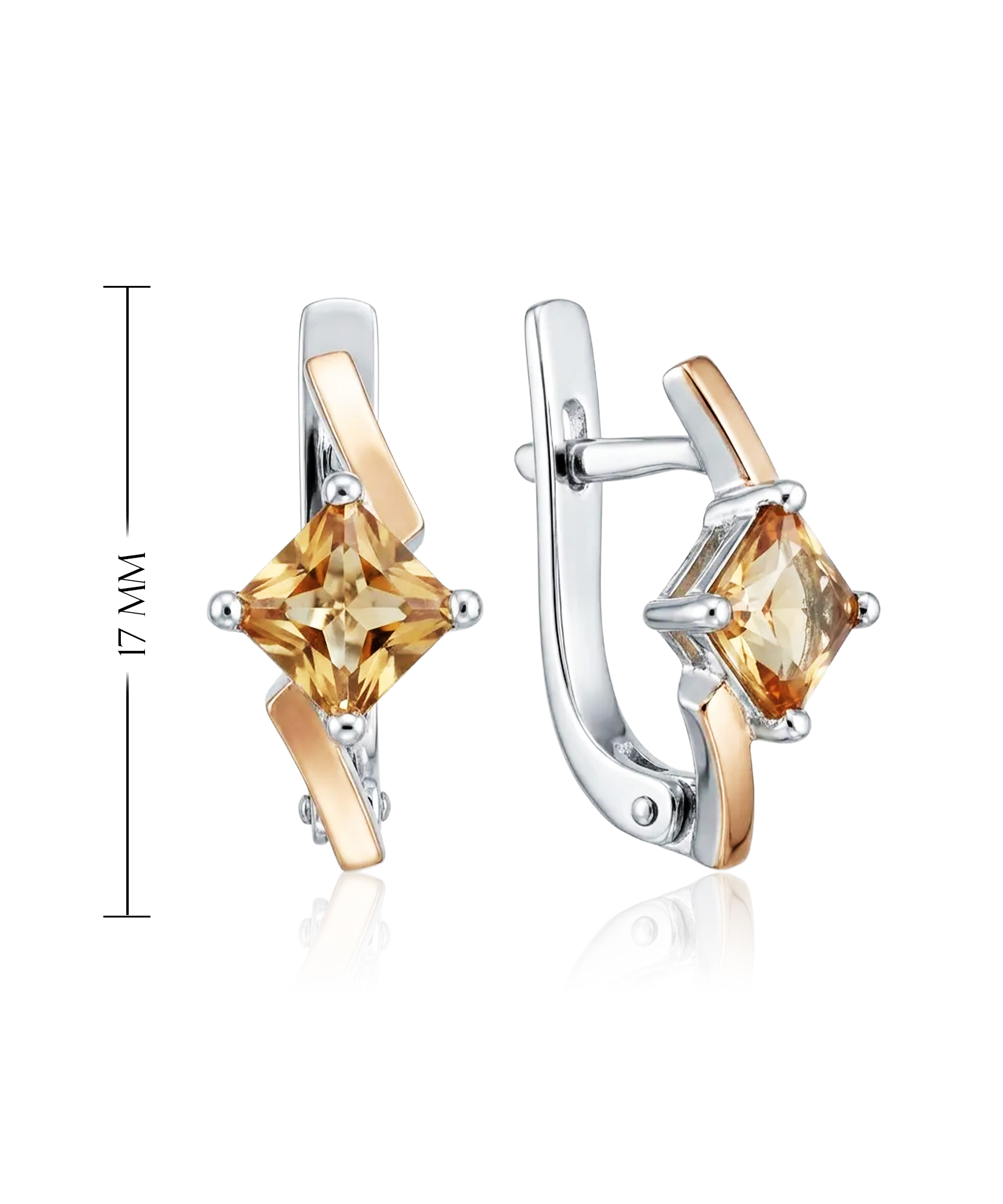 sidabriniai auskarai su geltonu akmeniu