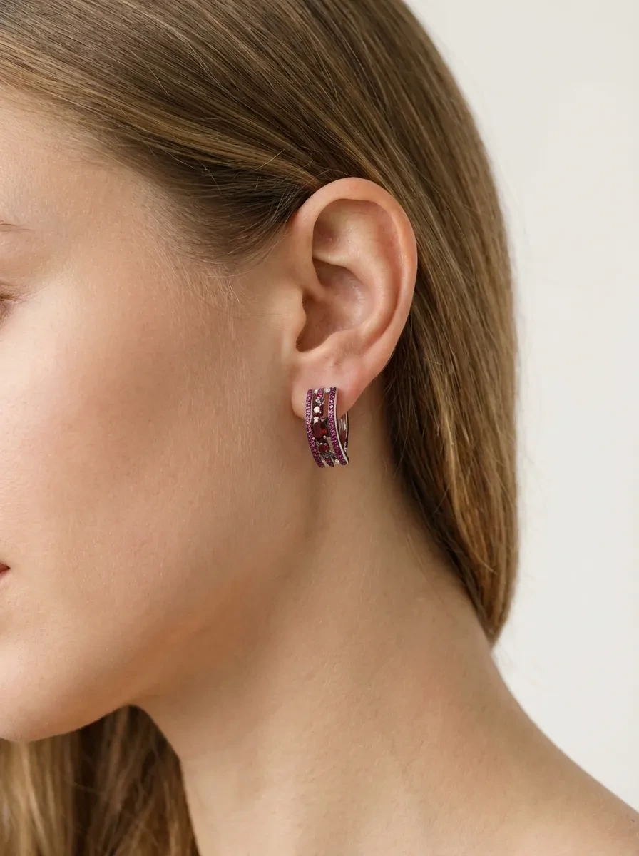 925 sidabro auskarai su granatais