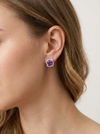 925 sidabro auskarai su kvadratiniu violetiniu akmeniu