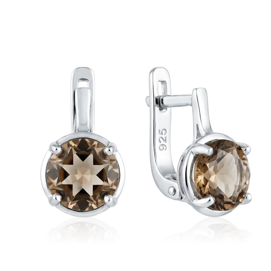 sidabriniai auskarai su rudu akmeniu