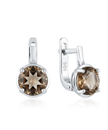 sidabriniai auskarai su rudu akmeniu