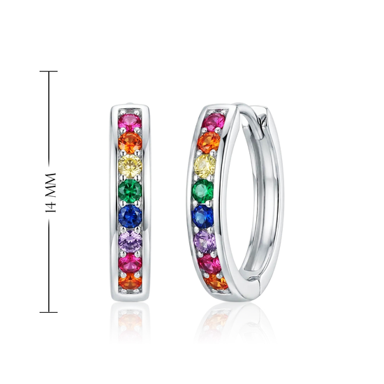 sidabriniai auskarai su spalvotais akmenimis ir anglišku užsegimu