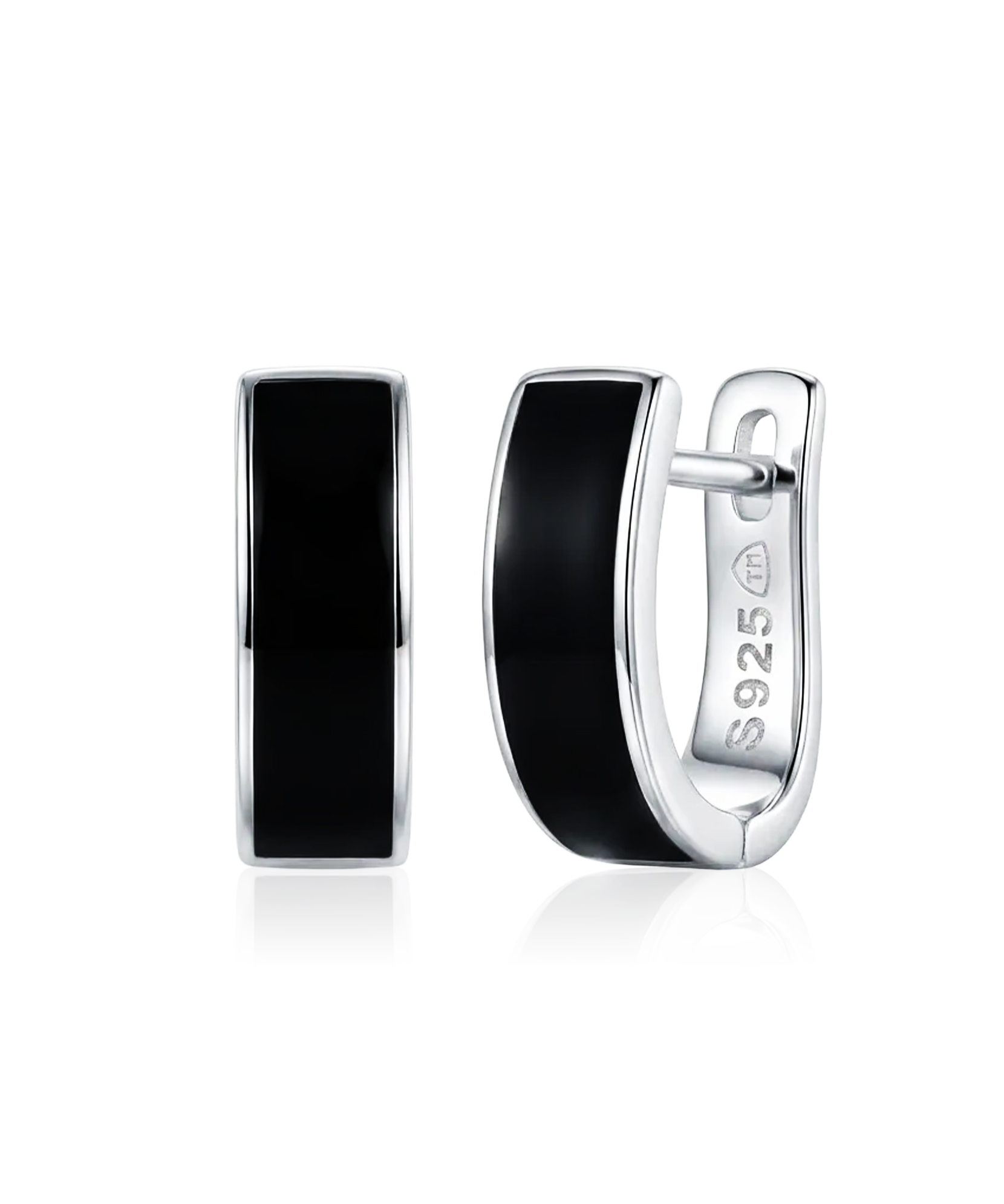 Sidabriniai auskarai su juodu intarpu