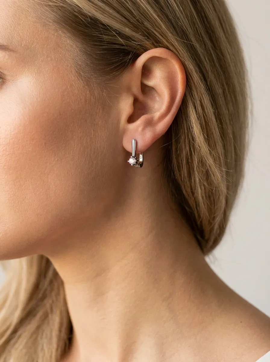 925 sidabro auskarai su apvaliu cirkoniu