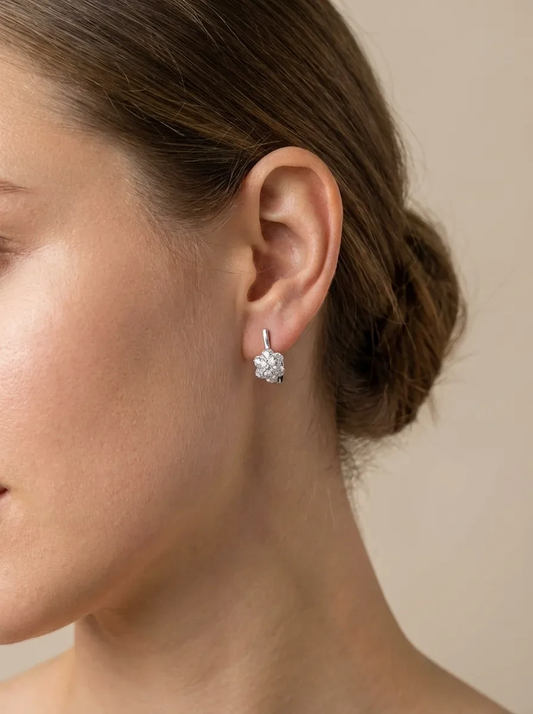 925 sidabro auskarai su gėlių formos cirkoniais