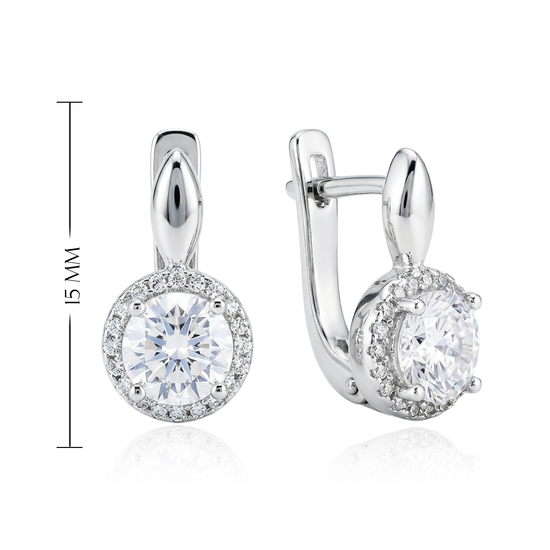 Elegantiški sidabriniai auskarai su cirkonių aureole