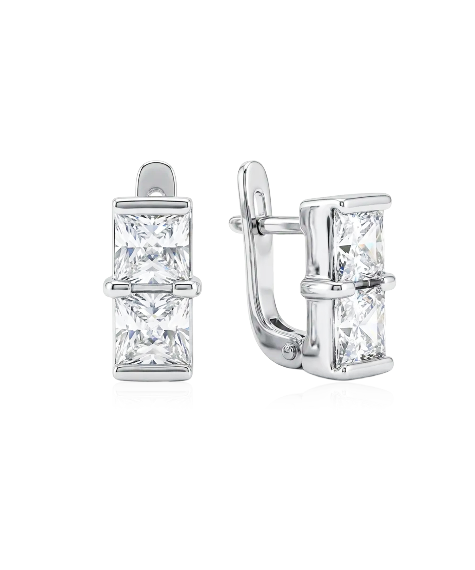 Sidabriniai auskarai su kvadratiniais cirkoniais