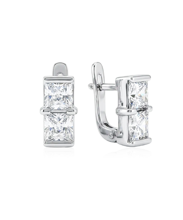 Sidabriniai auskarai su kvadratiniais cirkoniais