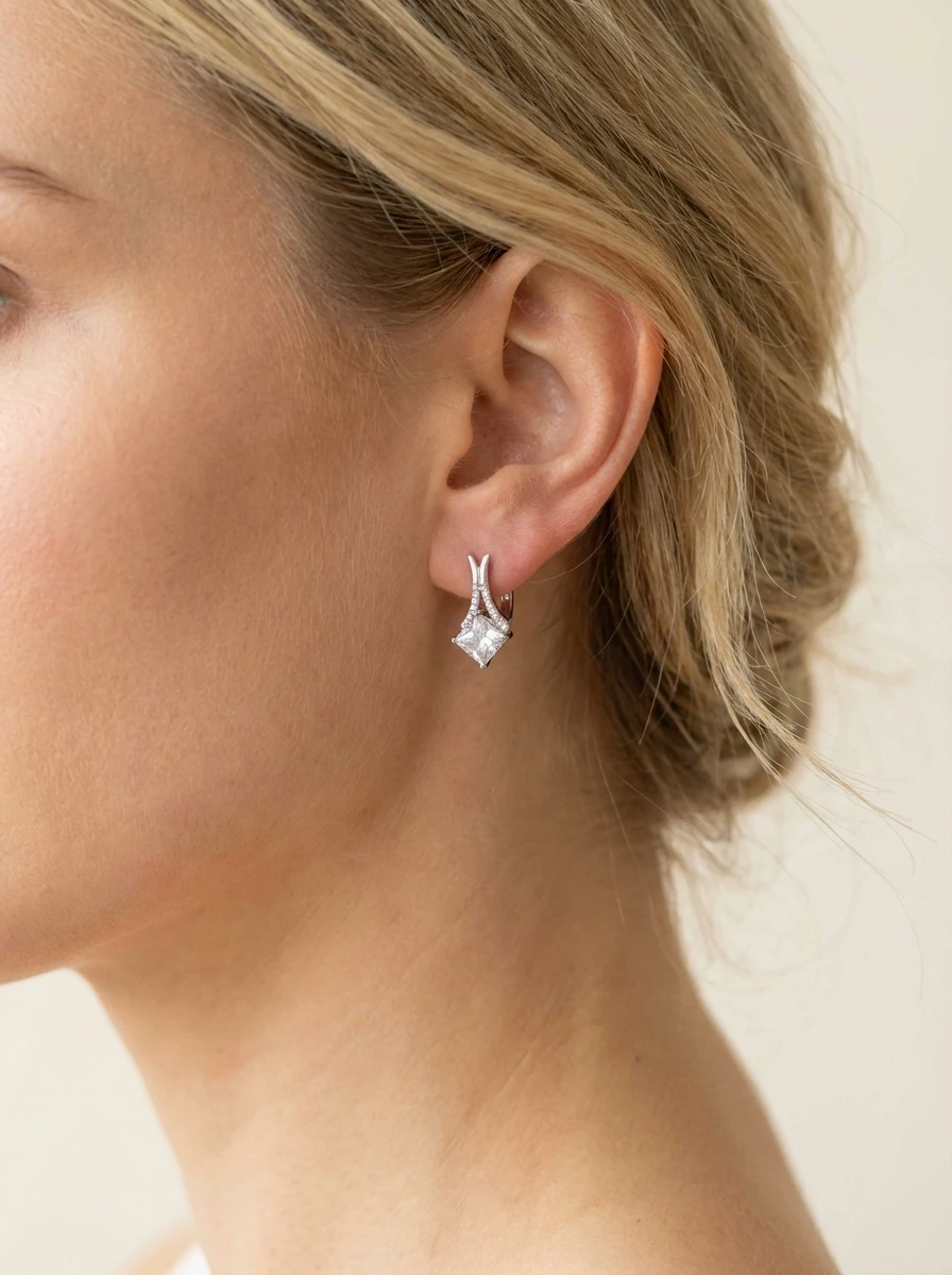 925 sidabro auskarai su apvaliu cirkoniu