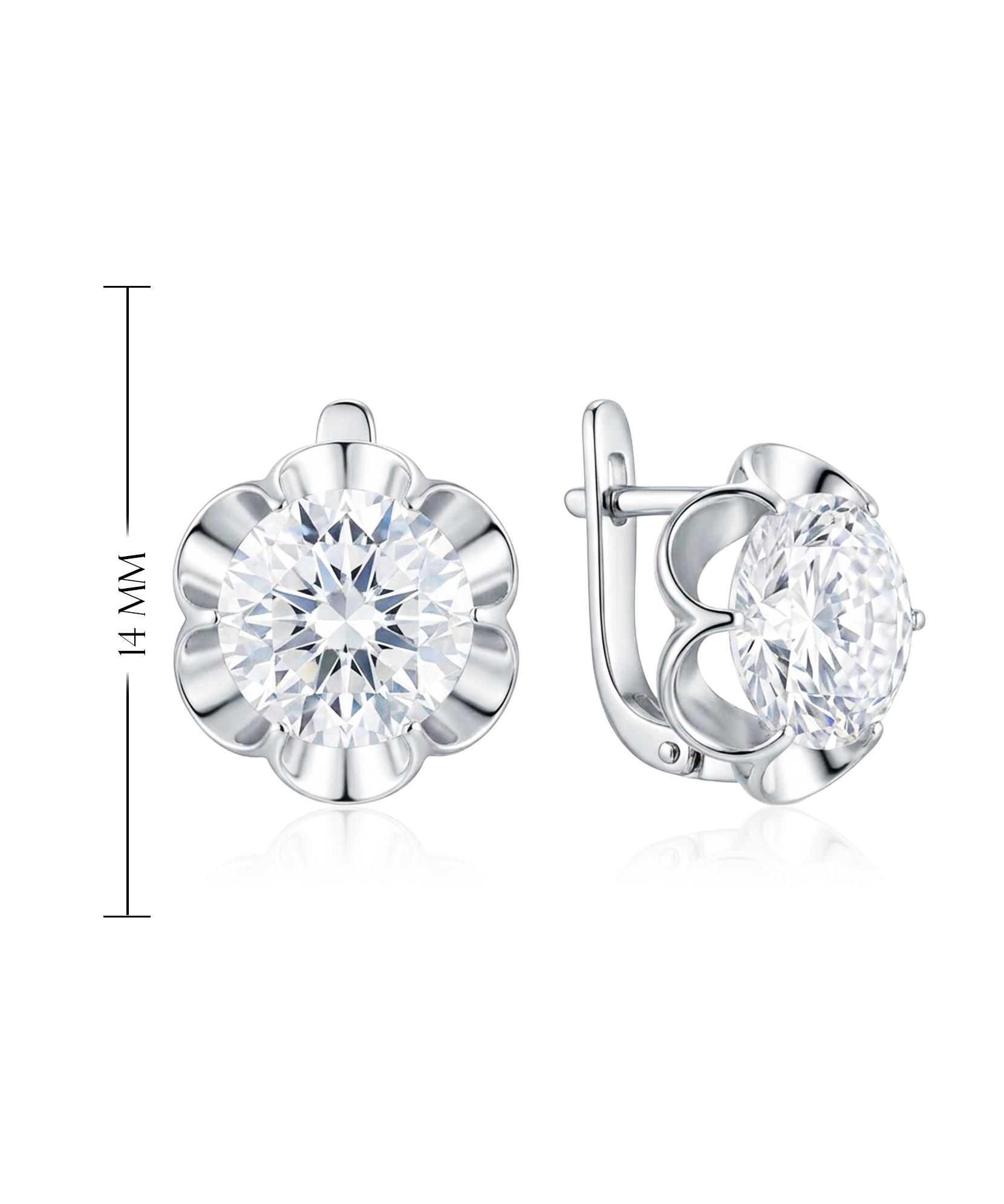 Romantiško dizaino sidabriniai auskarai su cirkoniu širdelės formos