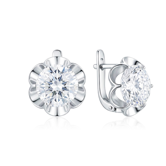 Sidabriniai auskarai su širdelės formos cirkoniu