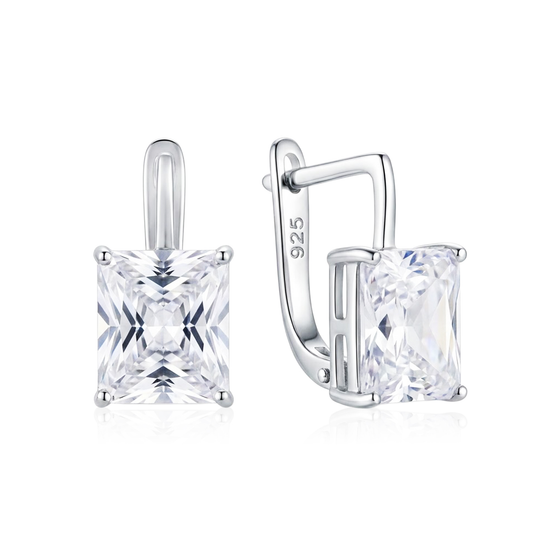 Sidabriniai auskarai su kvadratiniu cirkoniu