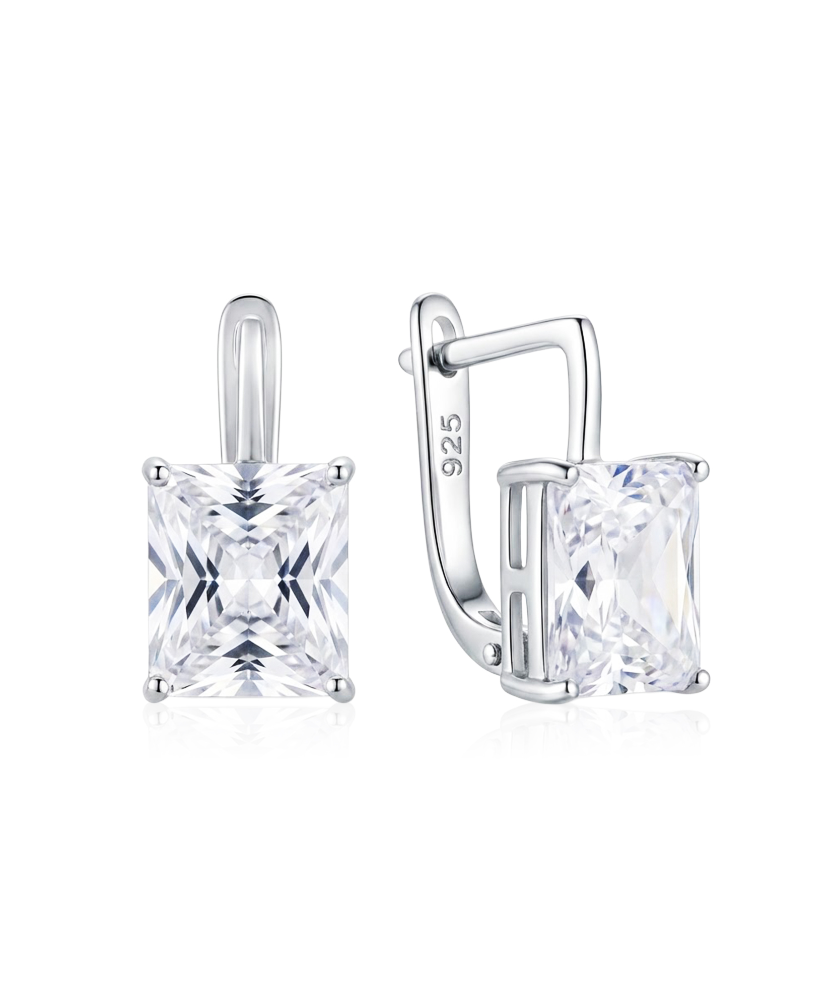 Sidabriniai auskarai su kvadratiniu cirkoniu