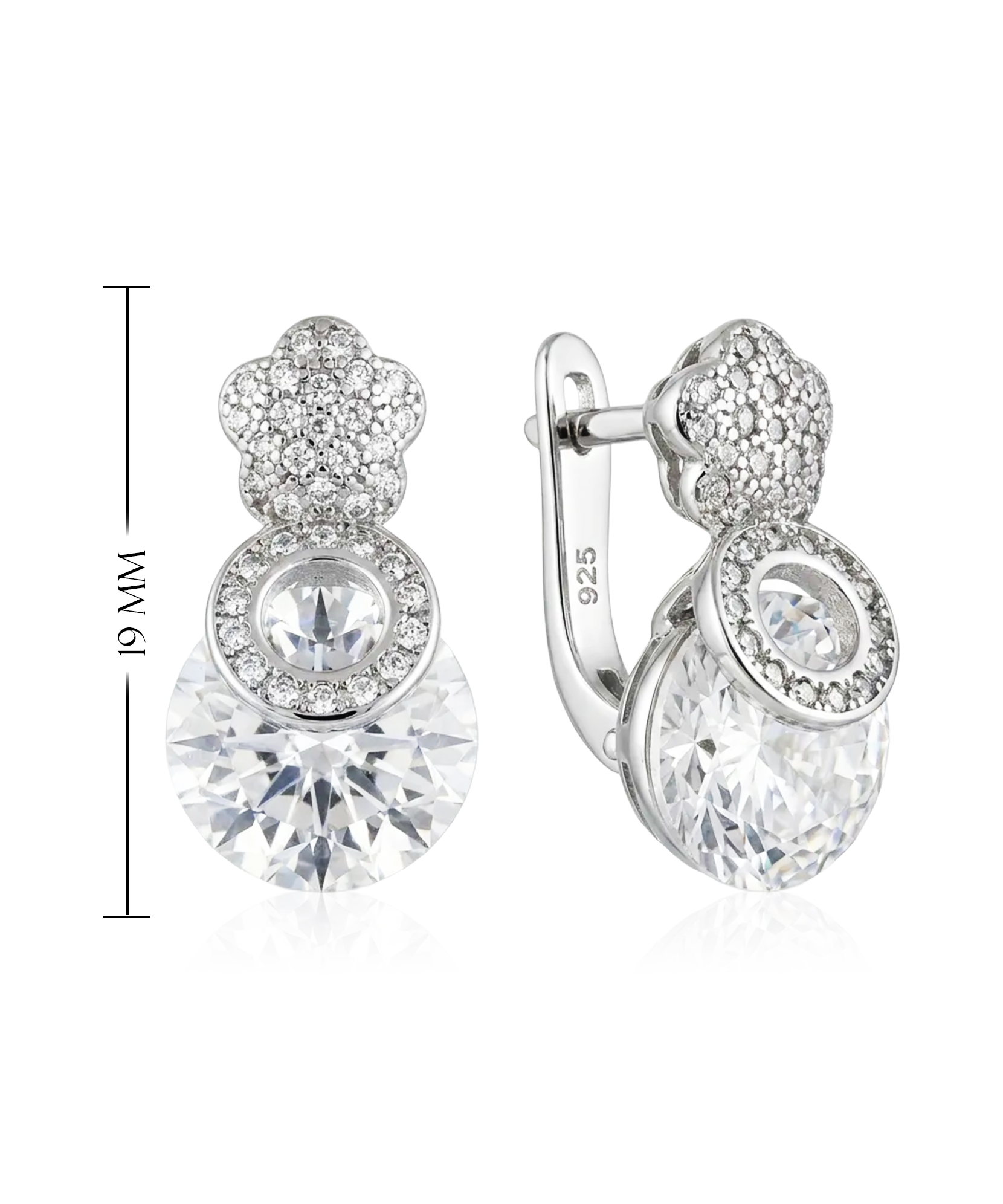 Išskirtinio dizaino sidabriniai auskarai su akmenimis