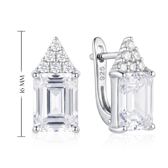 Modernūs sidabriniai auskarai su ryškiu cirkoniu